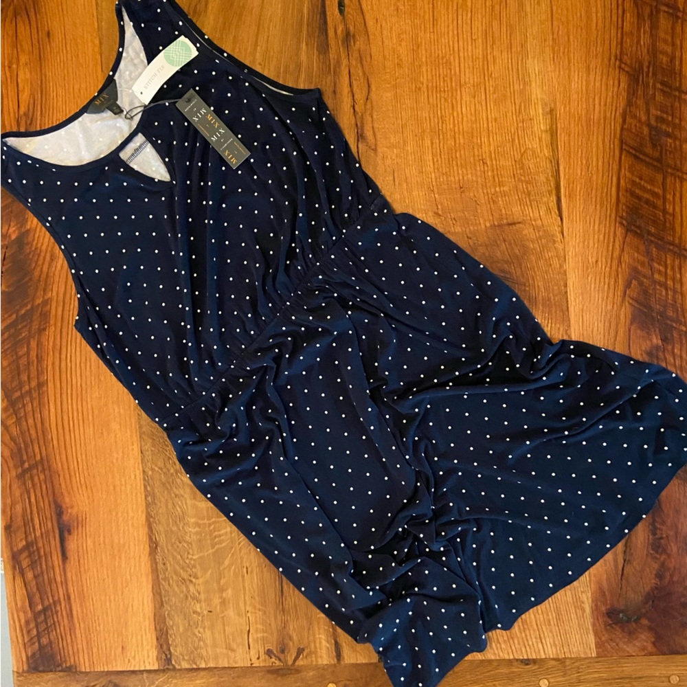 Mix By 41 Hawthorn Natasha Keyhole Elastic Waist Navy Blue Knit Dress,NWT, Sz 1X